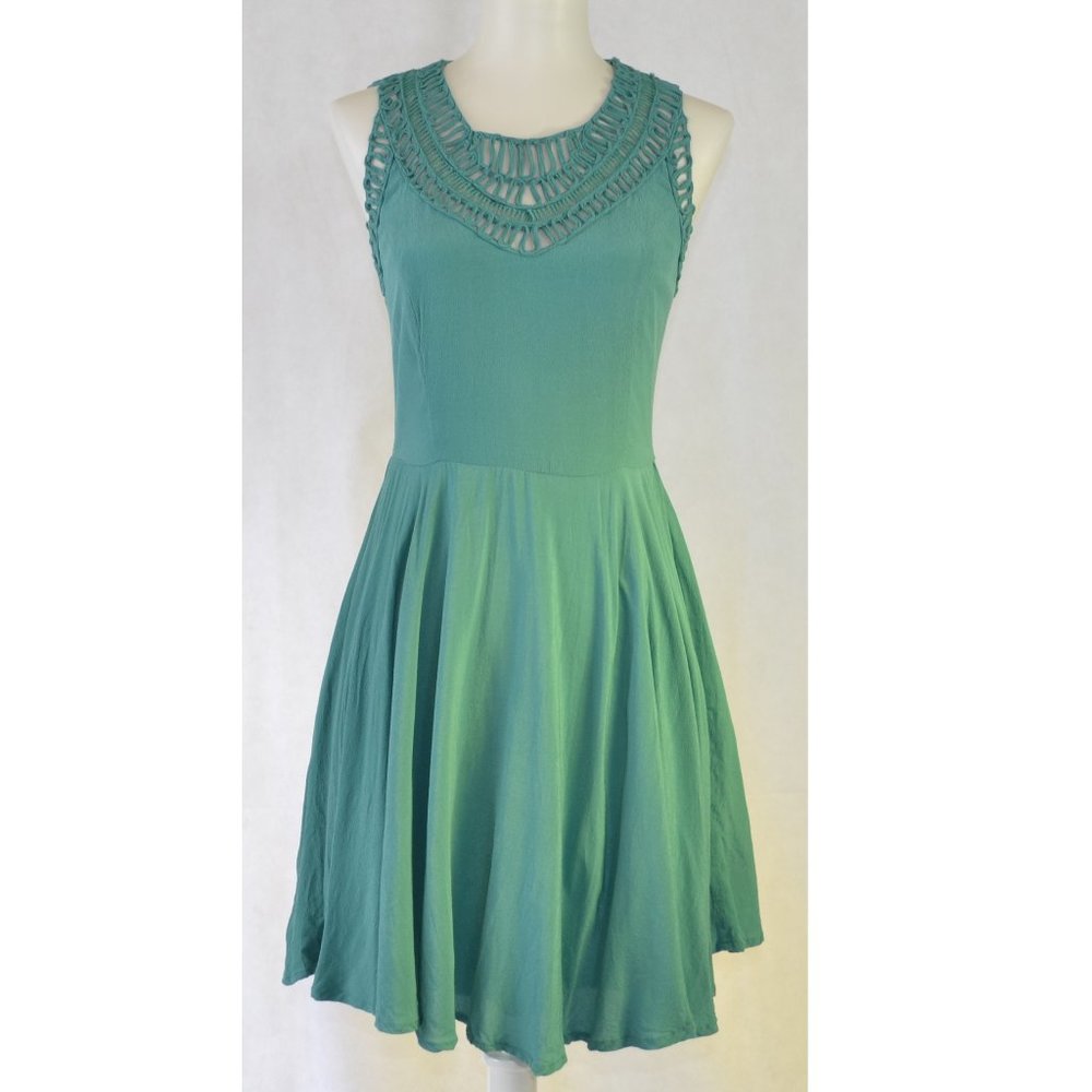 Crochet Detailed Green Dress